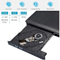 Miniatyrbild 4 av 5: Extern DVD-enhet USB 3.0, bärbar slim DVD-RW-brännare för alla bärbara datorer/stationära datorer (svart)