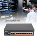 Miniatyrbild 7 av 8: PoE Switch 8 Portar 10/100Mbps 90W RJ45 Adaptiv Port LED-indikator Aluminiumlegering 8 Portars PoE Switch EU-kontakt