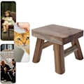 Miniatyrbild 5 av 5: Elegant Träpall, Massiv Trädesign, Multifunktionell Fotpall För Inredning, Vardagsrum, Hall, Sovrum, Badrum
