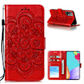 Miniatyrbild 1 av 5: Samsung Galaxy A52 / A52s - Mandala Läder Fodral - Röd Red Röd