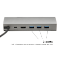 Miniatyrbild 8 av 8: USB C Dockingstation 4K 60Hz 3 USB-portar 100W PD RJ45 1000Mbps USB C Hub Multipel Adapter för Valve Steam Deck