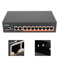 Miniatyrbild 1 av 8: PoE Switch 8 Portar 10/100Mbps 90W RJ45 Adaptiv Port LED-indikator Aluminiumlegering 8 Portars PoE Switch EU-kontakt