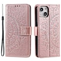 Miniatyrbild 1 av 6: iPhone 15 Fodral Mandala Läder Roséguld