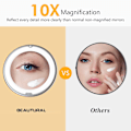 Miniatyrbild 6 av 8: 10X Förstoringssminkspegel med Ljus, 360 Graders Rotation, Integrerad Låsande Sugkopp För Säker Fästning, Perfekt För Felfri Makeup
