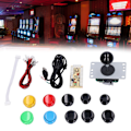Miniatyrbild 1 av 8: QM070901 Arkadspels Joystick Kit Noll Fördröjning Arkadspel DIY Kit Delar med Encoderkort 10 Knappar Joystick för MAME Blandad Färg (Svart)
