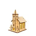 Miniatyrbild 4 av 5: Ny Rustik LED Träkyrka För Rumsdekoration, Förbelyst Julby Scen Med Varmt Ljus Och Omkopplingsbar Design, Idealisk För Soffbord
