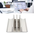 Miniatyrbild 1 av 8: Vertikalt Laptopställ 2 Fack Anodiserad Aluminiumlegering Justerbar Utrymmesbesparande Laptop Hållare för 16 till 60 mm Tjock PC Silverfärg
