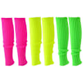 Miniatyrbild 1 av 5: WDFCN 3 stycken 80-tal 90-tal neon grön gul ros benvärmare svettband set neon strumpor stickade manschetter löparpannband armband för karneval dans