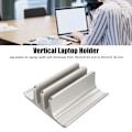 Miniatyrbild 7 av 8: Vertikalt Laptopställ 2 Fack Anodiserad Aluminiumlegering Justerbar Utrymmesbesparande Laptop Hållare för 16 till 60 mm Tjock PC Silverfärg