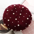 Miniatyrbild 5 av 10: Ull Spinning Beret Cap Høst Beret Hat VINRØD wine red