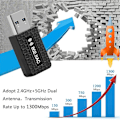 Miniatyrbild 10 av 10: USB Wifi Adapter Nätverkskort 1300Mbps