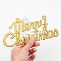 Miniatyrbild 6 av 10: Glædelig jul vedhæng hængende ornament GULD 10CM X 10 STK Gold 10cm x 10pcs