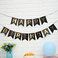 Miniatyrbild 8 av 10: Punting Banner Hanging String liput Kultakirjaimet MUSTA black