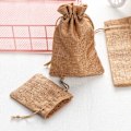 Miniatyrbild 3 av 10: 5 stk Jute Gaveposer Snørepose Candy Organizer BEIGE beige 13x18cm