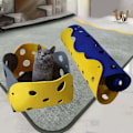 Miniatyrbild 10 av 10: Filt Pom Skjøting Cat Tunnel GRÅ-GUL GRÅ-GUL grey-yellow
