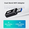 Miniatyrbild 3 av 10: USB Wifi Adapter Nätverkskort 1300Mbps