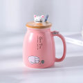 Miniatyrbild 1 av 10: 420ML Kaffe Keramisk Krus Låg Ske Kop PINK pink
