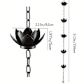 Miniatyrbillede 5 af 5: Regnkæde, Lotus Regnvandsopsamler Kæde til Tagrender Udendørs, Regnkædekopper til Udskiftning af Tagrendens Nedløbsrør Black