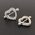 Miniatyrbilde 5 av 5: 2 par hjerte nippelringer 316L rustfritt stål nippelpiercinger vektstang 14g tolags -GSL