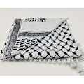 Miniatyrbillede 2 af 2: 2 stk Palæstinaskjaler, Keffiyeh, Arafat Hatta, Bred Med Kvaster, Shemagh Keffiyeh Arab Houndstooth 100% Y2