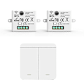 Miniatyrbillede 1 af 5: 2 STK Trådløs Lys Vægafbryder RF 433Mhz Relæmodtager med 1x 2-Gangs Panelafbryder LED Fjernbetjening