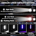 Miniatyrbillede 4 af 5: Genopladelig lommelygte 6000 lumen 6600mAh LED lommelygte super lys kraftig Heavy Du
