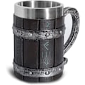 Miniatyrbillede 1 af 5: Nordiske Viking Rune Ølkrus - Stort Egetræskrus - Med 3D Resin - Til Mænd, Fars Dags Gave 550ml{DH}