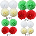 Miniatyrbillede 2 af 4: 16 stk Blandede Silkepapirspompomer Pom Poms Blomst Håndlavede Bryllupsfestdekorationer Bolde, Nyan Christmas Shade