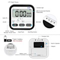 Miniatyrbillede 2 af 5: Digital visuel timer 24-timers magnetisk ur stopur tæller op og ned timer med stor LCD-skærm og store tal