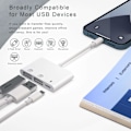 Pikkukuva 3 / 5: iPhone USB -kamerasovitin, kaapeli Lightning-latausportilla, USB-sovitin iPhonelle, yhteensopiva iPhone 14/13/12/11/X/XS/XR/8/7/iPadin kanssa