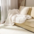 Miniatyrbilde 5 av 5: 2 stk Chunky Knit Chenille Garn til Håndstrikk Tepper, Super Myk Stor Jumbo Filt Garn (Hvit)
