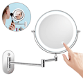 Miniatyrbilde 1 av 5: Veggmontert sminkespeil med LED-lys 5X forstørrelsesspeil 360° Rotasjon Dimbar lys for bad omkledningsrom Hotell