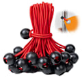 Miniatyrbillede 1 af 5: 50-pak Bungee-bolde, sort snor til presenning, UV-bestandig, med elastisk snor til presenning, presenning, stropper, telte, stænger og tråde RED(10CM 4INCH)