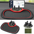 Miniatyrbilde 1 av 5: Multifunksjonell sklisikker bilmatte med telefonholder, universell multifunksjonell bil dashbordmatte med telefonholder i bilen{EE}