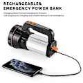 Miniatyrbillede 3 af 5: Genopladelig lommelygte 6000 lumen 6600mAh LED lommelygte super lys kraftig Heavy Du