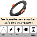 Miniatyrbilde 2 av 5: 7W LED Downlight dimbar svart 230V 5 stk, 700LM = 70W, IP44, Kaldhvit 6000K, Utskjæring 80-90mm, [Energiklasse A]