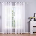 Miniatyrbillede 3 af 5: 210 cm Hvide Gardiner med Hvide Øjer, Sæt med 2 Paneler, Vinduesgardiner, Polyester Voile Look Gardiner til Soveværelse
