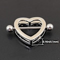 Miniatyrbillede 4 af 5: 2 par hjerte nippelringe 316l rustfrit stål nippelpiercinger vægtstang 14g to lag -GSL