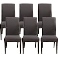 Miniatyrbilde 1 av 5: 6 stk Stretch Stolseter, Universelle Vaskbare Spisestoltrekk, Enkle å Rengjøre Stolseter for Hotell Restaurant Spisestue Dekor (Mørk Grå, Sett med 6