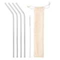 Miniatyrbillede 1 af 3: 8X rustfrit stål halm med renser + opbevaringspose Silver one size