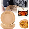 Miniatyrbillede 2 af 7: 50 stk. 16x4,5 cm Air Fryer Bagepapir Ark Former runde Engangspapir Brown one size