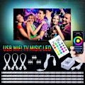 Miniatyrbillede 1 af 7: LED-loop til TV Google / Wifi + Fjernbetjening + lydstyring White one size