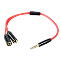 Miniatyrbilde 1 av 2: 2stk. 3,5 mm Y-splitter lydkabel for hann og to kvinner Red