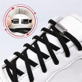 Miniatyrbillede 3 af 6: 2 par sorte slips-fri elastiske snørebånd Black one size