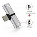 Miniatyrbild 2 av 3: Lightning T splitter Audio & laddning Adapter Silver