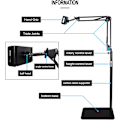 Miniatyrbillede 2 af 9: Gulvstativ til tablet-telefoner op til 13 tommer Black one size