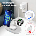 Miniatyrbillede 3 af 6: 3 - 1 Qi Ladestation til iPhone, Apple Watch, AirPods White one size