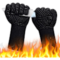 Miniatyrbillede 6 af 7: Grillhandsker varmebestandige op til 800°C ovnhandsker Black one size