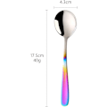Miniatyrbillede 2 af 5: Bouillon ske skema, 7 tommer runde sup skeer, rustfrit stål finish bord skeer (gradient regnbue)