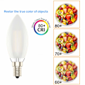 Pikkukuva 3 / 5: E14 Himmennettävä Led-kynttilälamppu - C35 Pieni Edison-kierre - 4w Vastaa 40w - Lämmin valkoinen 2700K 2 kpl
